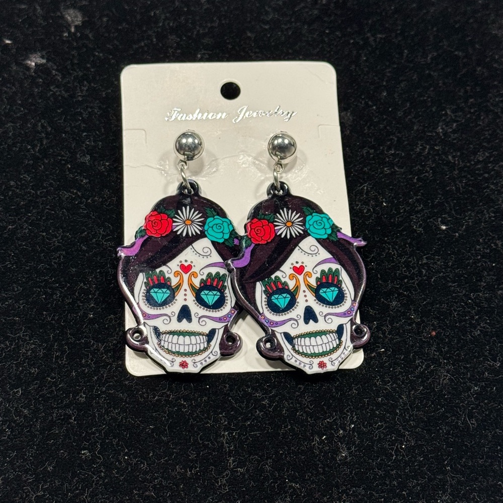 Colorful Sugar Skull Earrings